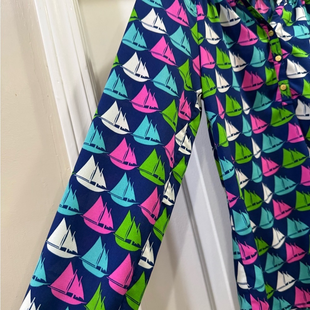 Macbeth Collection by Margaret Josephs Sailboat Nautical Blouse Size Small - Picture 4 of 12